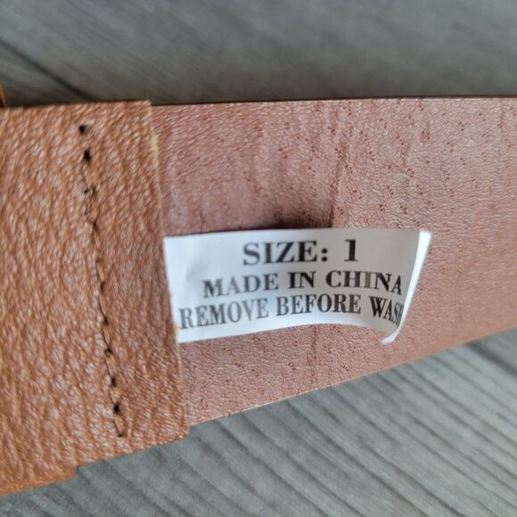 Brown Leather Belt With Rhinestone Embellished Oval Buckle - Picture 4 of 5